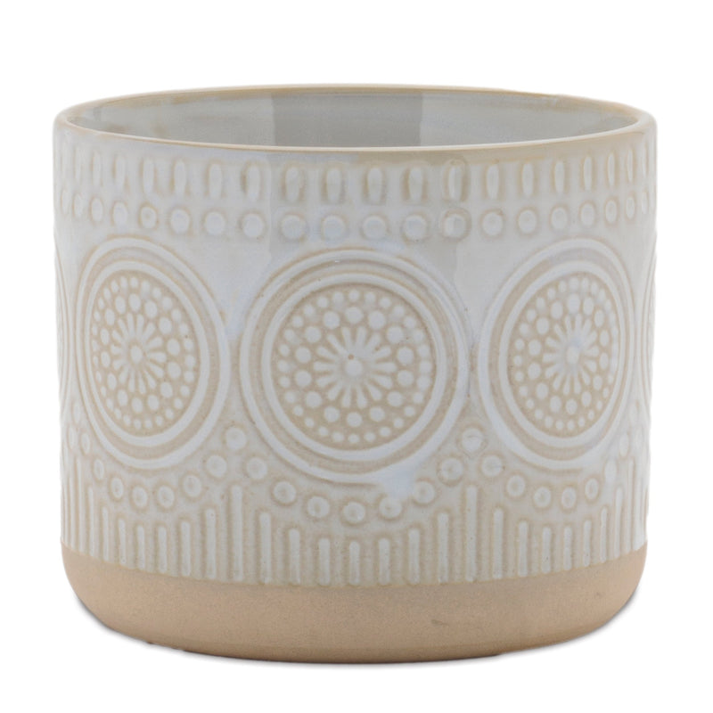 Melrose Porcelain Geometric Patterned Planter Set of 2 Planter, Porcelain