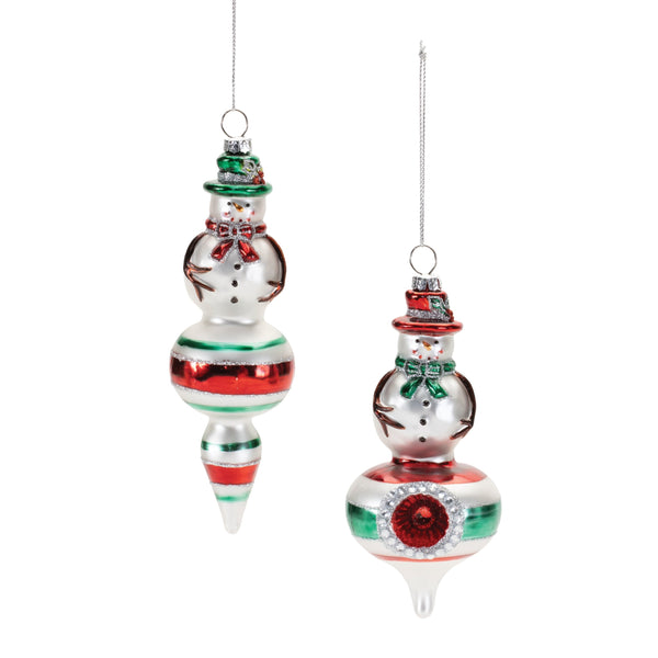 Melrose Snowman Drop Ornament (Set of 12)