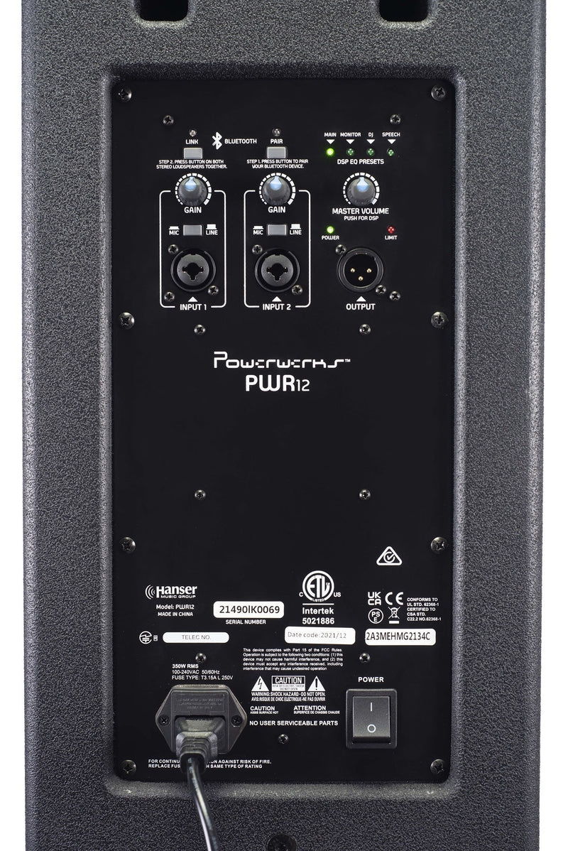 Powerwerks PWR 1050W 1 x 12" Active Speaker w/ Bluetooth - New Open Box