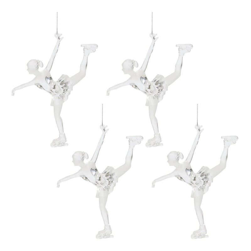Melrose Clear Acrylic Ice Skater Ornament (Set of 4)
