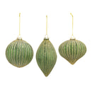 Melrose Ribbed Glass Ornament with Gold Accent (Set of 6)