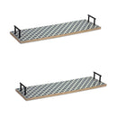 Melrose Mango Wood Tray with Geometric Design and Metal Handle Accents (Set of 2