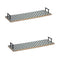 Melrose Mango Wood Tray with Geometric Design and Metal Handle Accents (Set of 2