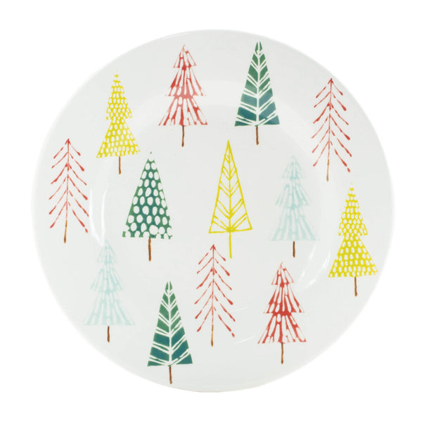 Melrose Ceramic Pine Tree Print Plate (Set of 4)