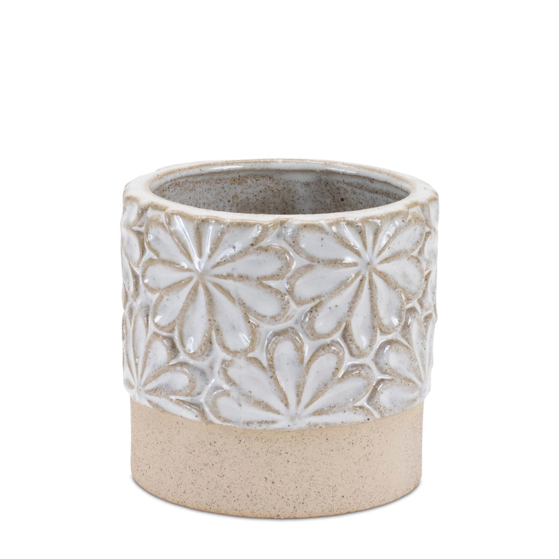 Melrose Ceramic Floral Planter Set of 2 Planter, Ceramic