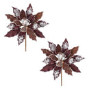 Melrose Glittered Poinsettia Flower Stem (Set of 2)