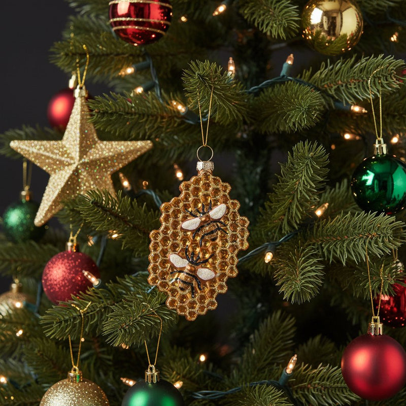 Melrose Bee and Honeycomb Ornament (Set of 12)
