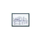 Melrose Framed Sketch Art Barn Print Wall Decor, Rustic