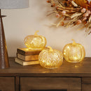Melrose LED Mercury Glass Pumpkin Decor (Set of 3) Beige Glam & Luxury Glass LED