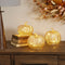 Melrose LED Mercury Glass Pumpkin Decor (Set of 3) Beige Glam & Luxury Glass LED