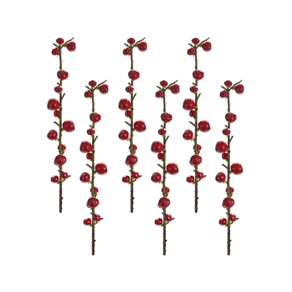 Melrose Red Berry Twig Stem (Set of 6)