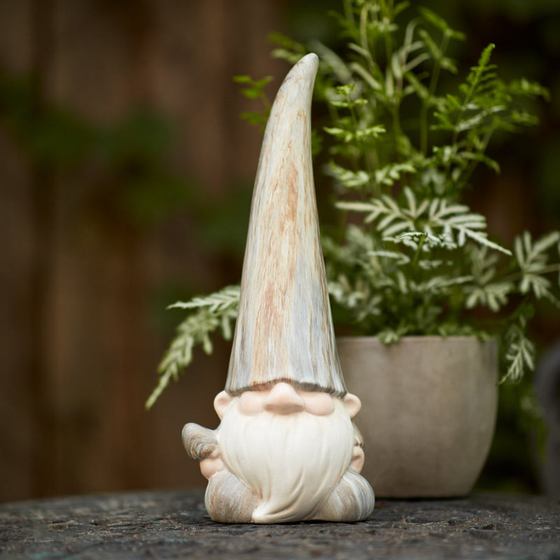 Melrose Modern Terra Cotta Gnome Figurine with Marble Finish (Set of 2)