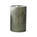 Melrose Etched Snowflake Mecury Glass Candle Holder (Set of 2)
