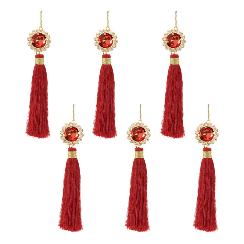 Melrose Holiday Jewel Tassle Ornament (Set of 6)