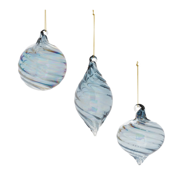 Melrose Iridescent Swirl Glass Ornament (Set of 12)