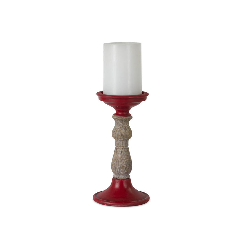 Melrose Red Candle Holder with Wood Accent (Set of 3)