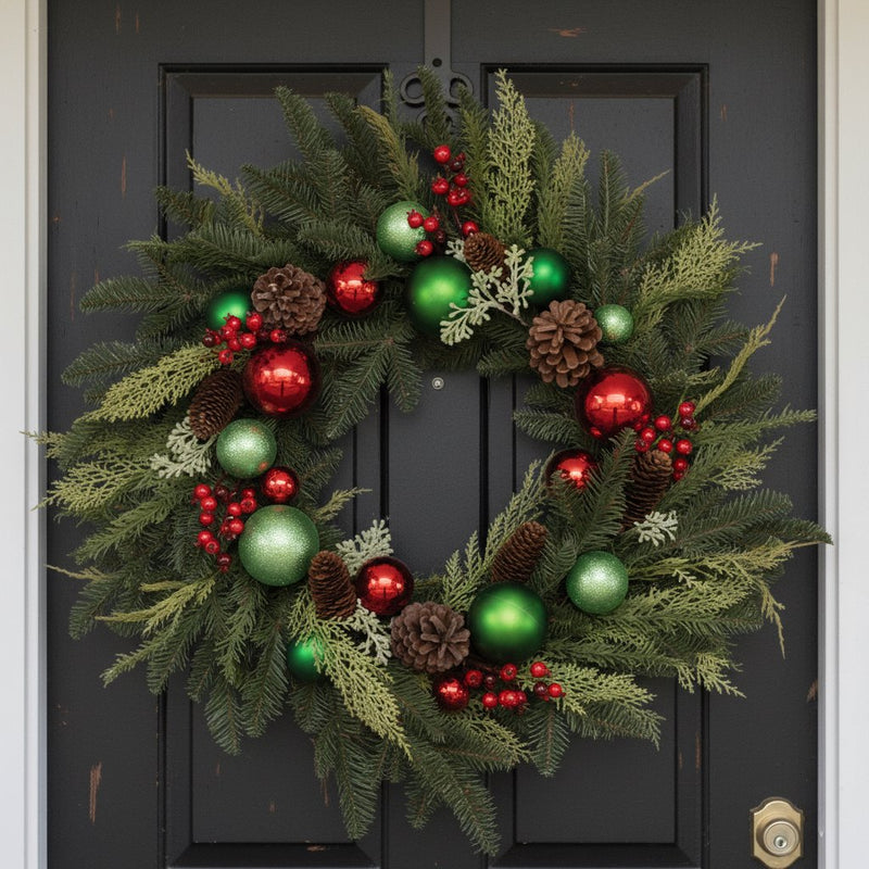 Melrose Mixed Pine Ornament and Pincone Wreath 28"D