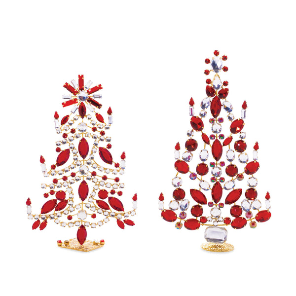 Melrose Jeweled Metal Christmas Tree (Set of 2)