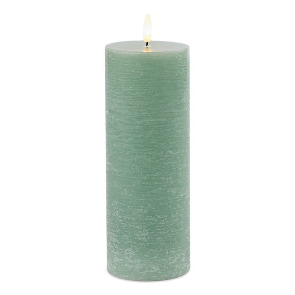 Melrose FIA Wick Green Pillar Candle (Set of 2)