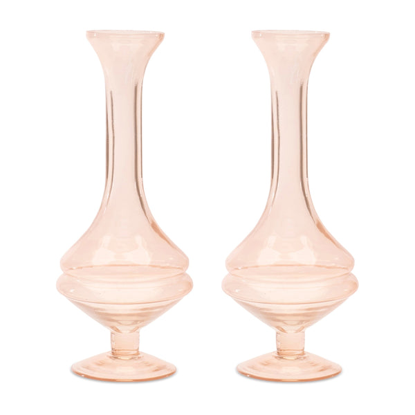 Melrose Pink Glass Stem Vase (Set of 2)