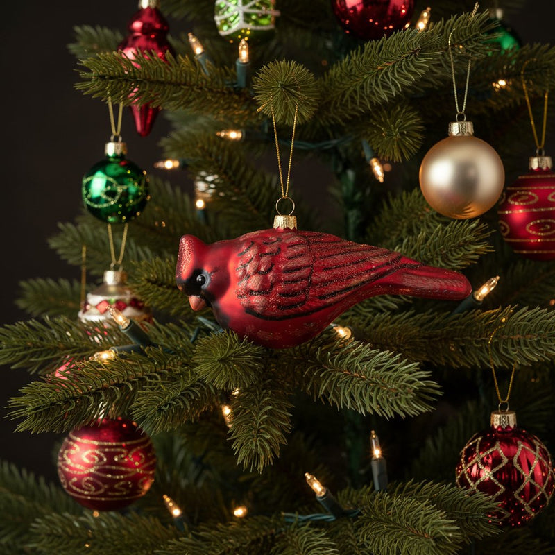 Melrose Glittered Glass Cardinal Bird Ornament (Set of 6)