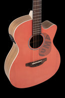 Ovation AEO-69-O Applause Jump OM Cutaway Electric-Acoustic Guitar Peach