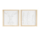 Melrose Framed Holiday Deer and Tree Artwork (Set of 2)