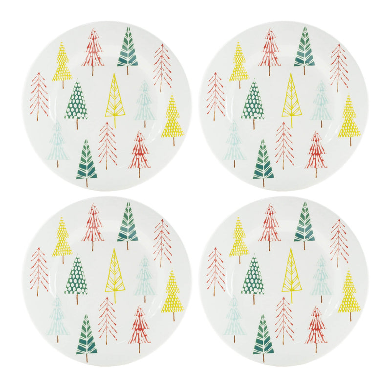 Melrose Ceramic Pine Tree Print Plate (Set of 4)
