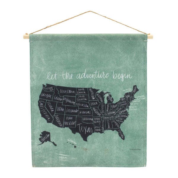 Melrose United States Linen Wall Hanging 18.5"H