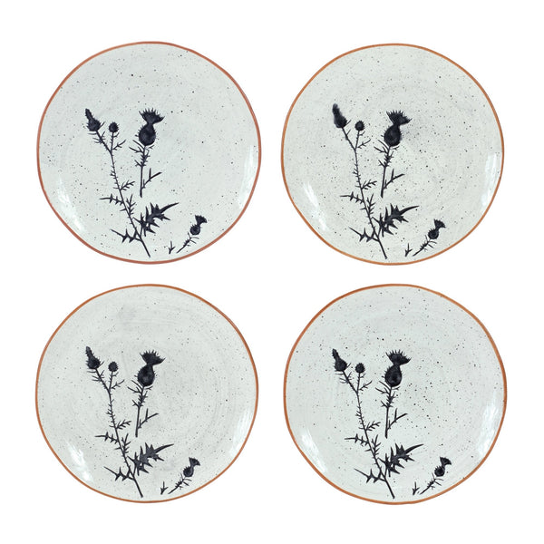 Melrose Rustic Thistle Etched Plate with Speckled Finish (Set of 4)