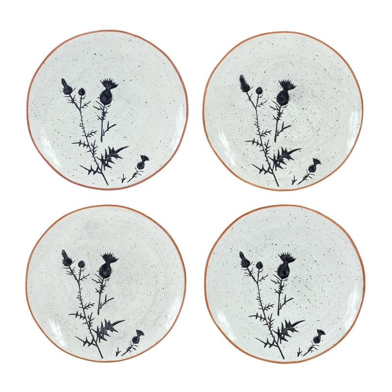 Melrose Rustic Thistle Etched Plate with Speckled Finish (Set of 4)