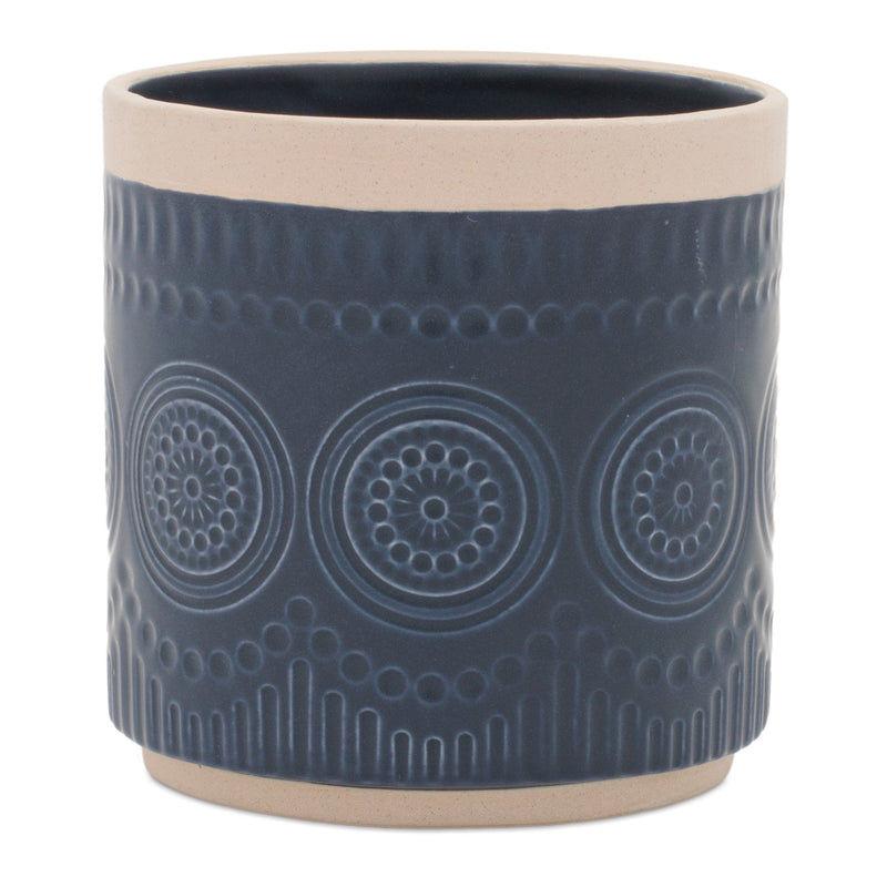 Melrose Ceramic Mandala Pattern Planter Set of 2 Planter, Ceramic