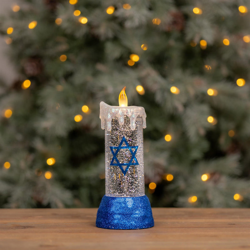 Melrose Hanukkah Candle Snow Globe 9.5"H
