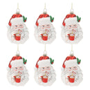 Melrose Glass Santa with Hot Cocoa Ornament (Set of 6)