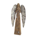 Melrose Rustic Wood Sentiment Angel with Galvanized Metal Wings (Set of 2)
