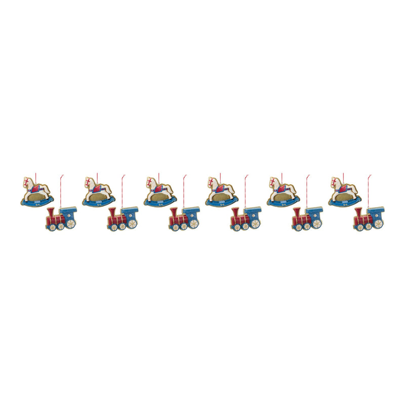 Melrose Rocking Horse and Toy Train Ornament (Set of 12)