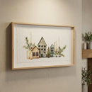 Melrose Wood Framed Winter Village Mantlescape Print 19"L