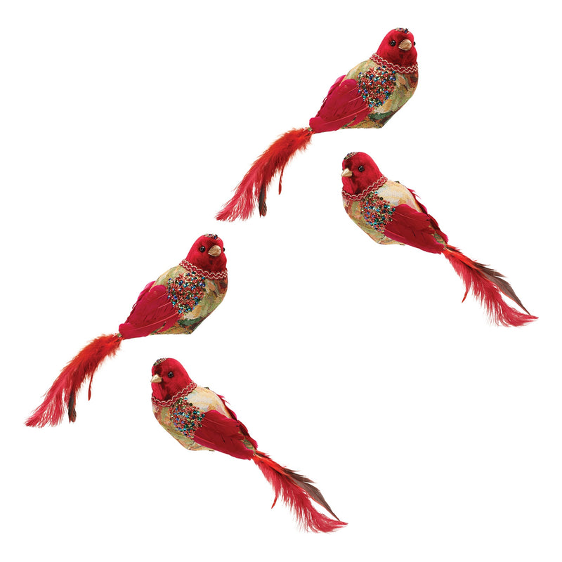 Melrose Jeweled Tapestry Bird Clip (Set of 4)