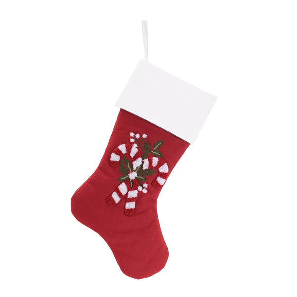 Melrose Embroidered Candy Cane Stocking (Set of 2)