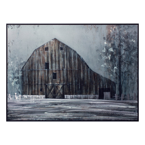 Melrose Metal Framed Modern Barn Canvas Painting Wall Art 31.5"L, Modern, Rustic