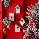 Melrose Flocked Wood Birdhouse with Wreath Accent (Set of 4)