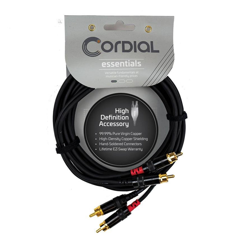 Cordial Cables 20' Unbalanced Twin Cable - RCA to RCA - Black - CFU6CC