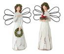 Frosted Winter Angel with Bird and Wreath Accent (Set of 6)