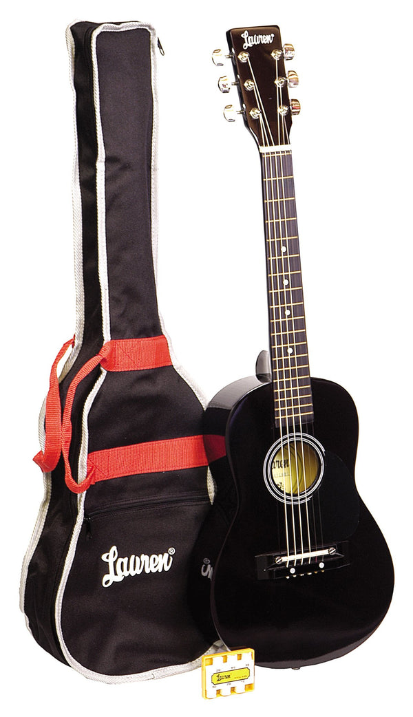 Lauren 30" Acoustic Guitar Package w/ Gig Bag - Black - LAPKMBK