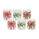 Frosted Glass Votive Candle Holder with Beaded Berry Design (Set of 6)