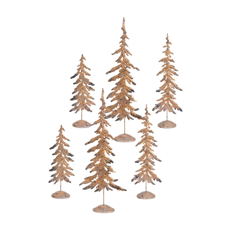 Rustic Bronze Metal Cut Out Tree Décor (Set of 6)