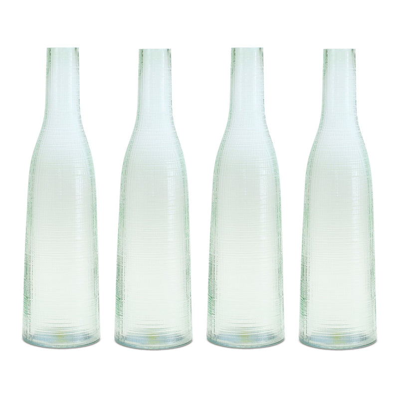 Green Glass Bottle Vase (Set of 4)