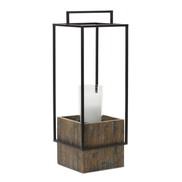 Wood Candle Holder with Metal Frame 21.5"H