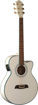 Oscar Schmidt OG10CEWH-A Folk Cutaway Acoustic Electric Guitar - White