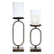 Modern Metal Candle Holder with Glass Hurricane (Set of 2)